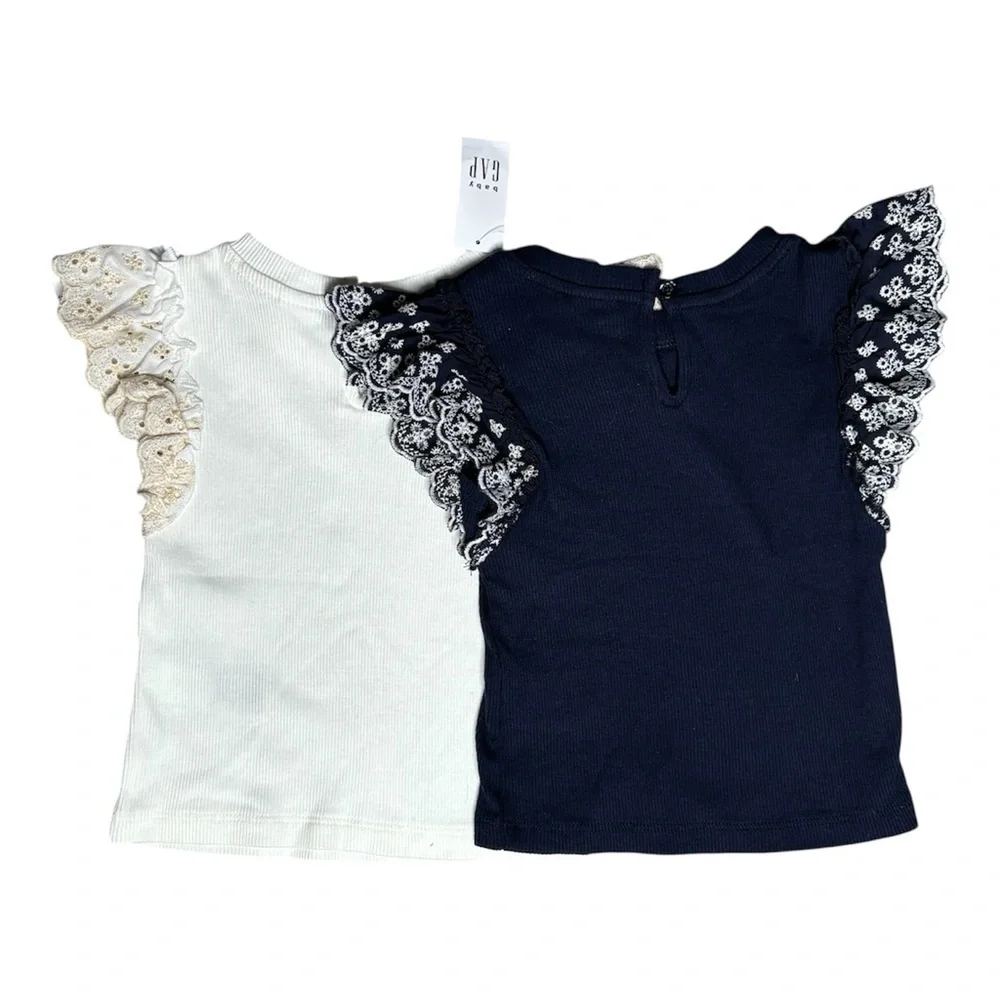 NWT GAP Bundle Navy and Off White Eyelet Rib Top 18-24 Months